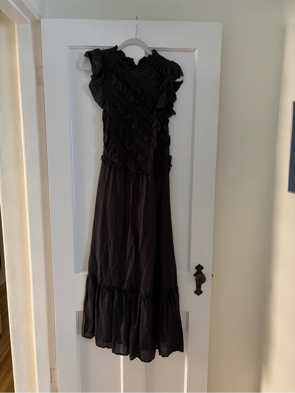 Black Ruffle Midi Dress - Sea New York